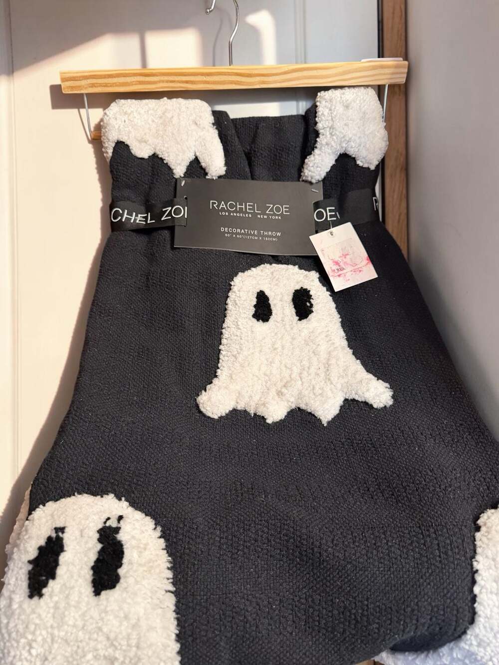 Rachel Zoe Halloween Ghost Decorative Throw Blanket 50" x 60" Black and White